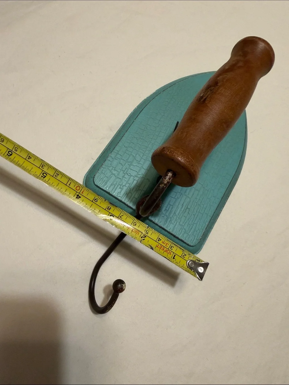 Hobby Lobby Turquoise 'Wash Dry Fold' Decorative Hook with Wood Handle